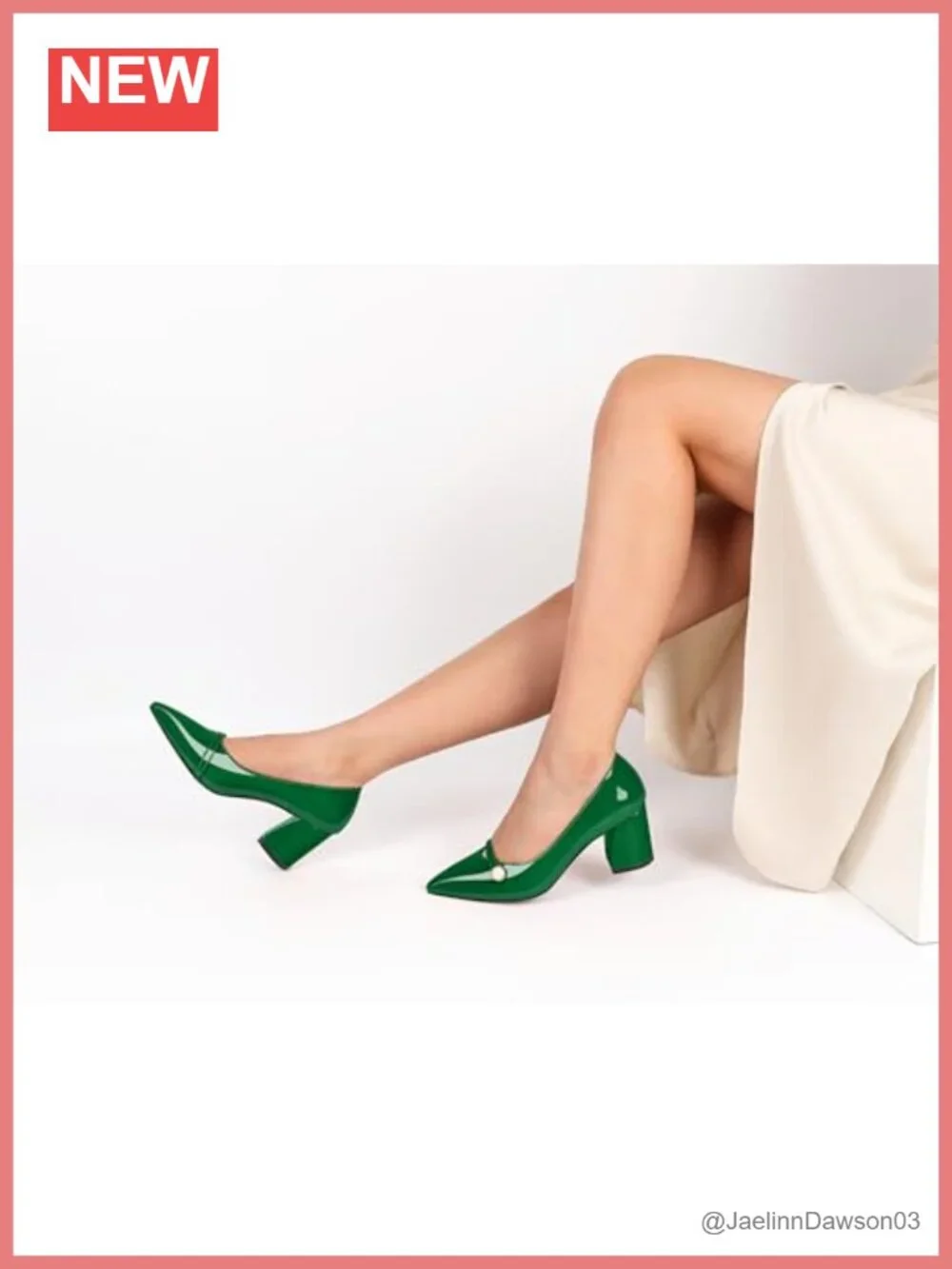 Women's Chunky Block Heel Pumps Pointed Toe Slip On Mid Heels Work Dress